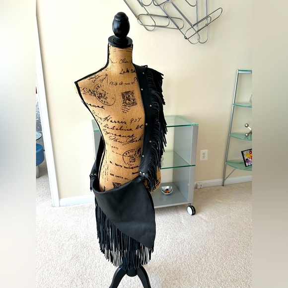 SOLD 😁 Brand New Handmade Genuine Leather Super Fringed Crossbody Purse Lg - Picture 11 of 12
